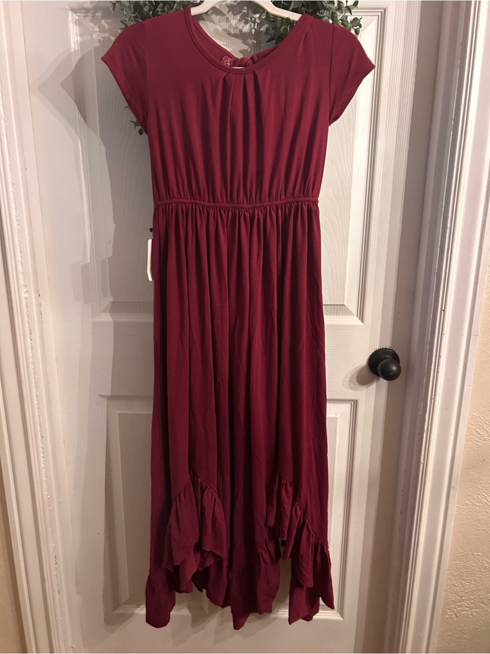 Joyfolie Burgundy Maxi Dress with Cap Sleeves